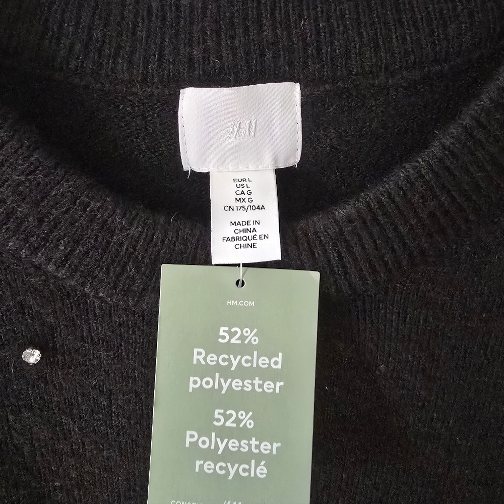 BNWT Black Embellished Crewneck Women's Sweater - Picture 6 of 6
